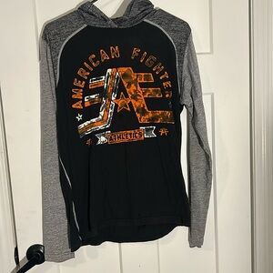 American fighter long sleeve with hood